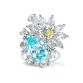 New Arrival 925 Sterling Silver Pear Cut Blue Green Synthetic Paraiba Tourmaline Cocktail Rings for Women for Wedding and Party