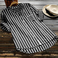 Newest Autumn 5xl Women Cotton Linen Tops Half Sleeve Oversize Lady Office Working Linen Blouse Striped Classic Formal Blouses