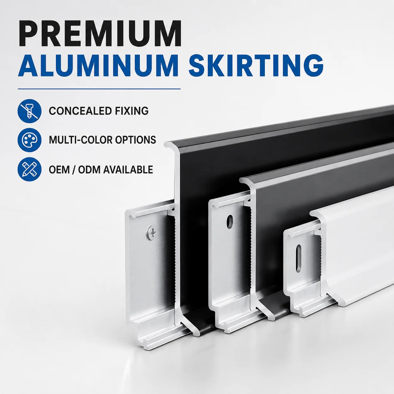 Wall Skirting Manufacturer Easy Installation Aluminum Alloy 6cm Height 1.1mm Thickness Diamond Cut Surface Baseboard for Villa