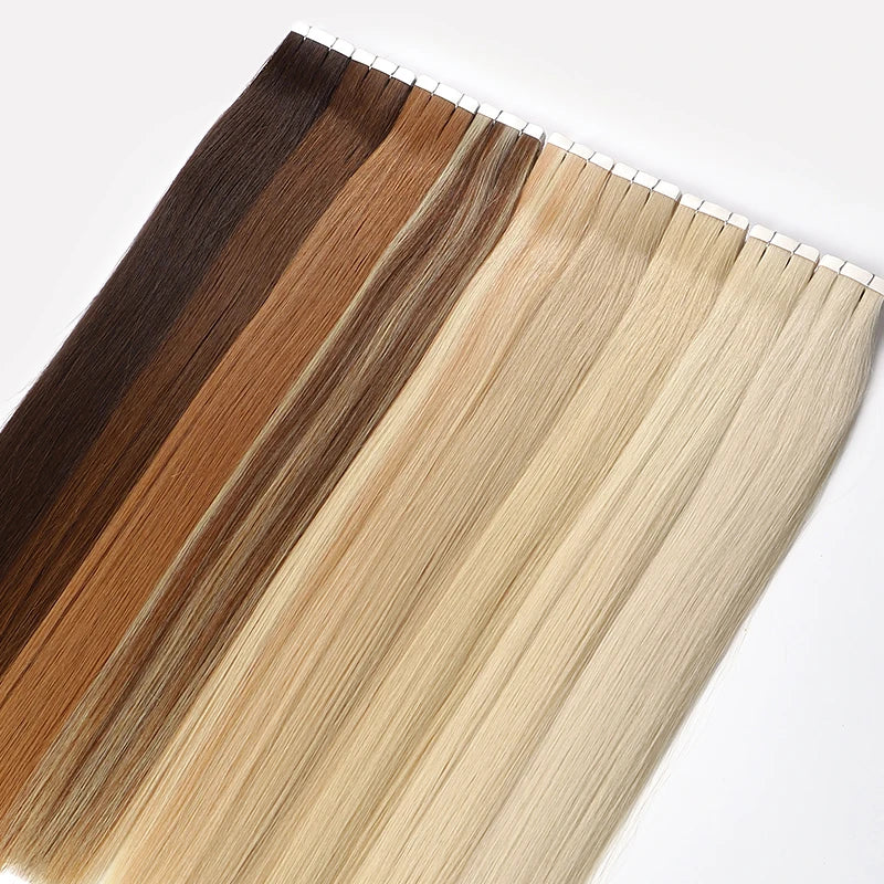 Invisible Tape in Hair Extensions Straight Tape Ins Human Hair 100% Remy Virgin Natural Russian Double Drawn Tape Hair Extension