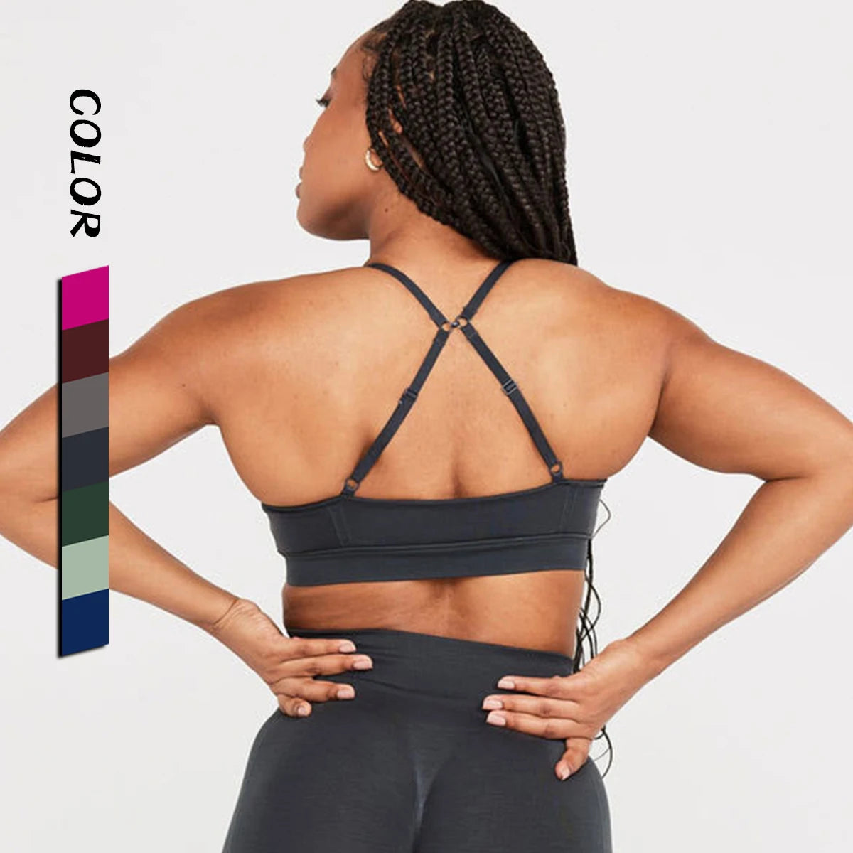 Sexy Girls Plus Size Strappy Adjustable Yoga Bra Middle Support Moisture Wicking Breathable Four-Way Stretch Gym Sports Training