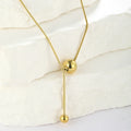 Ivanda Hot Sale Fashion Jewelry Stainless Steel 18K Gold Plated Ball Chain Pendant Y Shape Necklace for Women