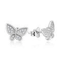 Trendy 925 Sterling Silver Aaa Cubic Zirconia Butterfly Stud Earrings for Women Gold Plated Stylish Zircon for Weddings Parties