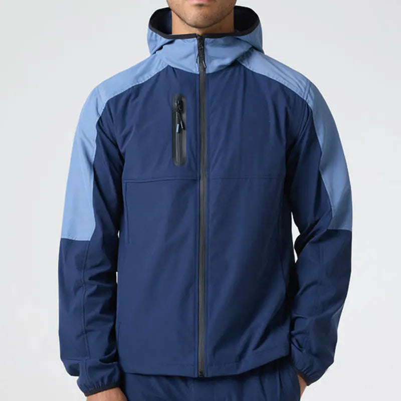 Custom Polyester Waterproof Men's Windbreaker Jackets Color Block  Outdoor With Reflective Strip Jacket