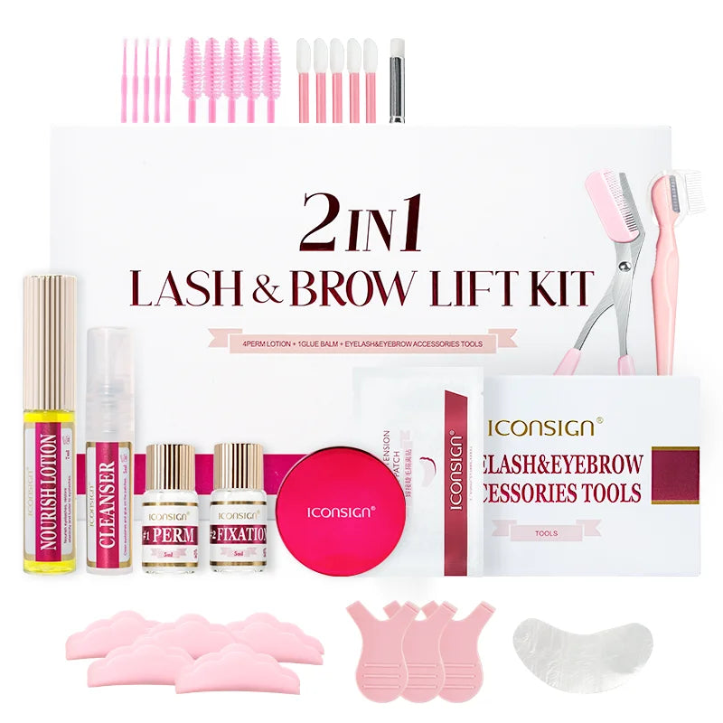 ICONSIGN Vegan 2 in 1 Wimpern Lifting Kit With Glue Balm Lash and Brow Lift Kit at Home Private Label Glue Balm Kit