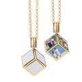 RubySub New Metal Custom Sublimation Cube Necklace Blanks Dise Necklace Jewelry