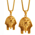 2 Sizes Tutankhamun Ancient Egypt Pharaoh Jewelry Punk Stainless Steel Egyptian Pharaoh Head Pendant King Tut Necklace