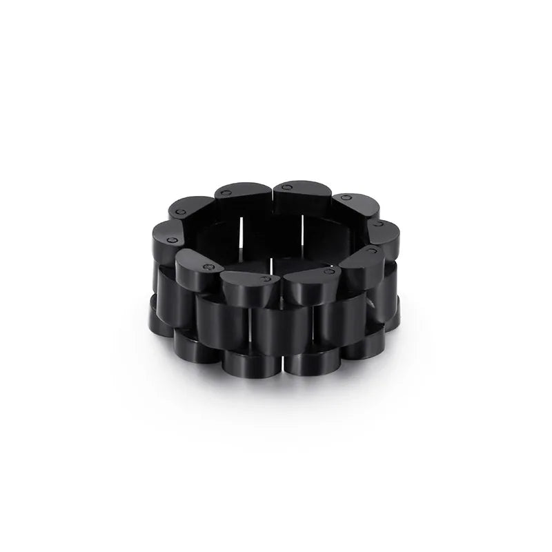 SSeeSY Anillos Para Hombre. Fashion Jewelry Non Tarnish Stainless Steel Watch Chain Ring for Men