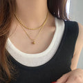Minimalist 18k Gold Plated Stainless Steel Bead Chain Necklace for Women Tarnish Free Jewelry Charm Ball Pendant Necklace