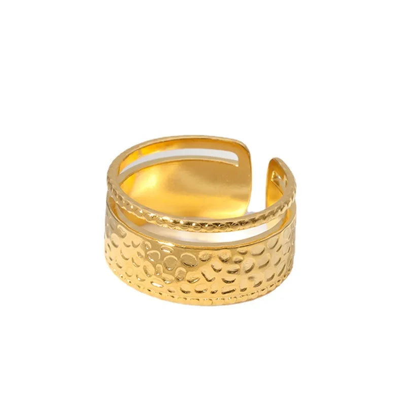 BM Classic Women's Stainless Steel Rings with Pitted Surface Non-Tarnish