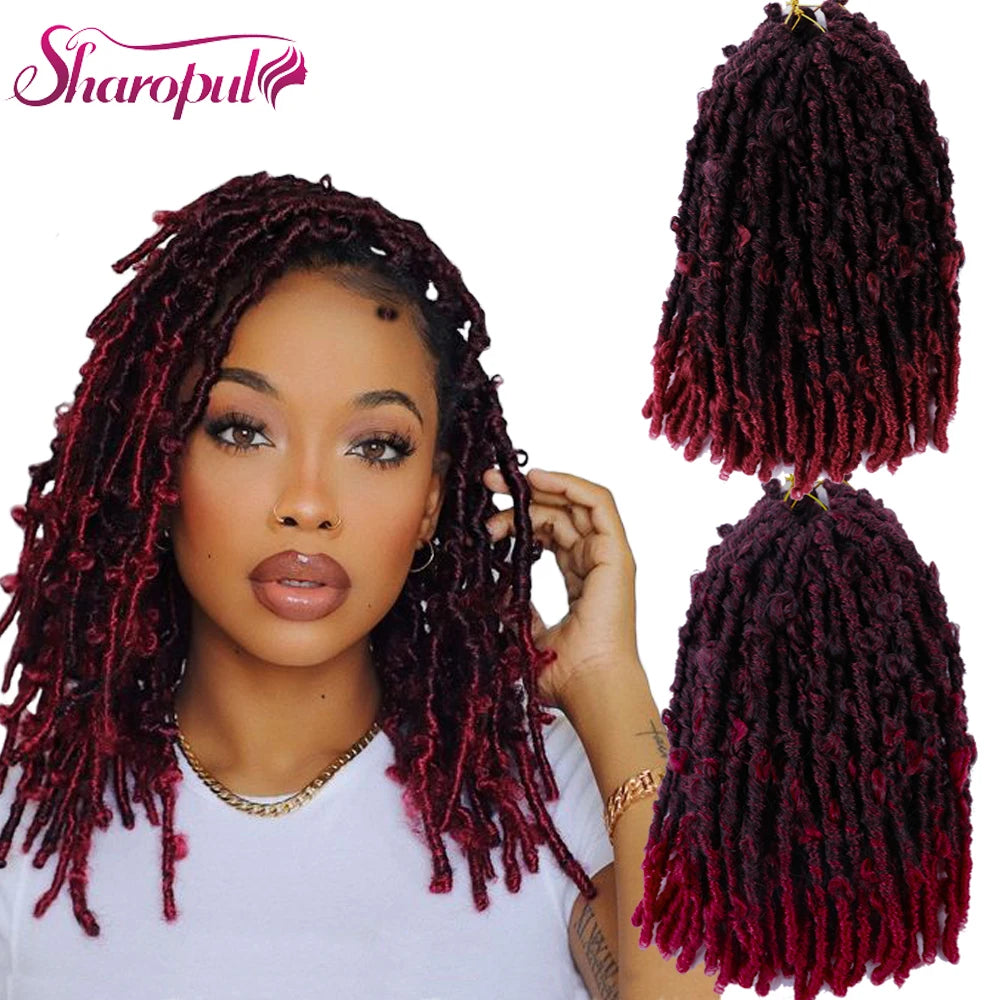 SHAROPUL Burgundy Red Distressed Butterfly Locs Crochet Braids Soft Faux Locs Hair for Short Hair Styles