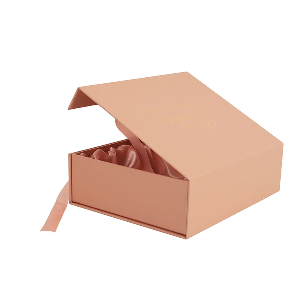 Boutique Custom Luxury Rectangular Cardboard Folders Gift Box with Satin Ribbon Embossing & Matt Lamination