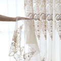 Factory Supply Voile Curtain Panels Grey Color Embroidered Sheer Cotton Fabric Curtains