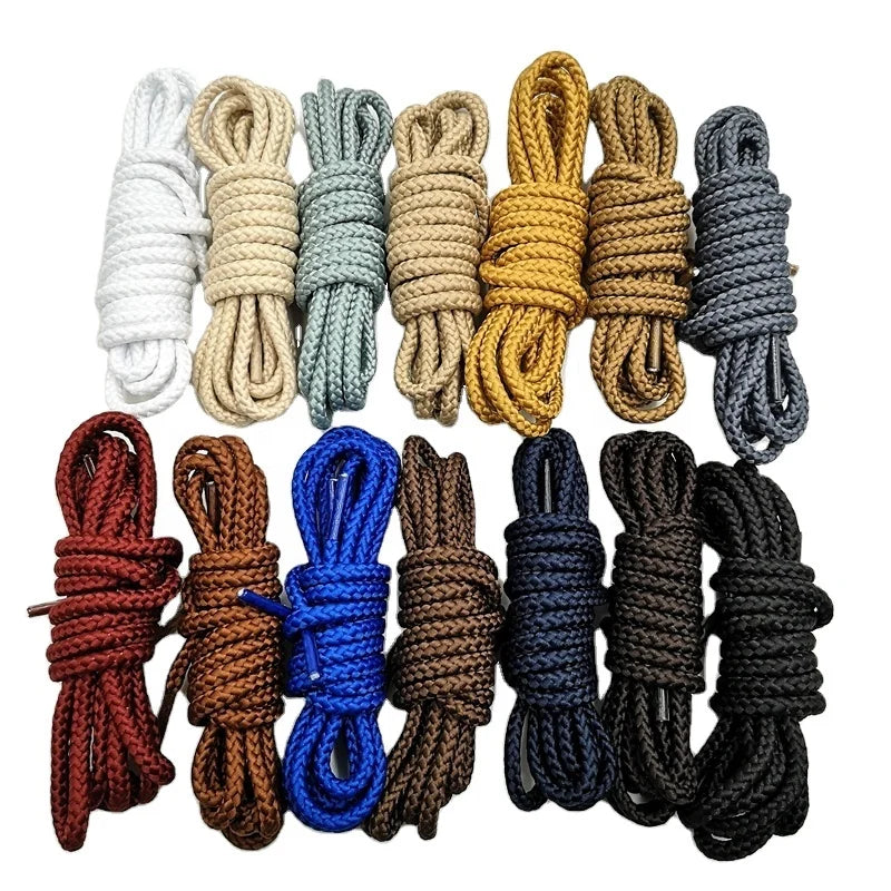Free Sample Thick Classic Braided Polyester Plastic Shoelaces Multi-Colored Print Sport Style for Pair Hiking Boots