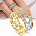 CAOSHI Trendy Two Tone Plated Hollow Band Rings for Unique Chain Design Cubic Zirconai Engagement Fashion Jewelry CZ Rings Women