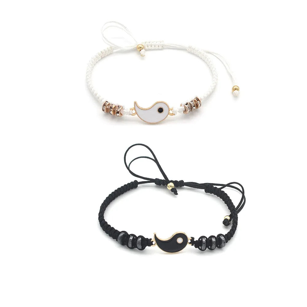 Adjustable Yin Yang Tai Chi Bracelet Handmade Jewelry with Gossip Rope Trigram Cord Bracelets for Couples Fashion Charm Jewelry