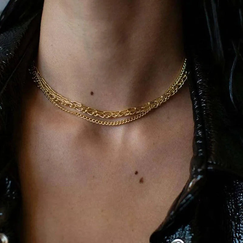 JOOLIM Jewelry Wholesale Stainless Steel Layered Stackable Chain Necklace Fashion Jewelry for Women