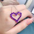 Factory Wholesale Gold Plated Heart Amethyst Birthstone Pendant Necklace Cartoon 'I Love You' in 100 Languages