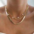 Waterproof 18K Gold Plated Stainless Steel Twisted Rope & Snake Chain Necklace with Freshwater Pearl Choker Jewelry for Women