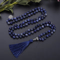 108 Beads Japamala Rosary Necklace Natural Stone Necklace Tassels Pendant Knotted Choker Yoga Buddhist Meditation Jewelry