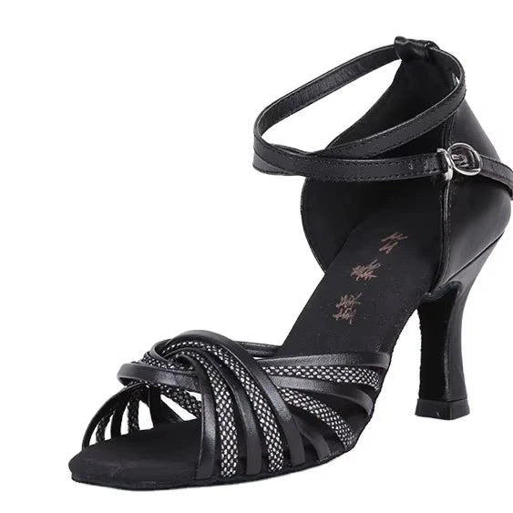 Cheapest Black 7.5cm Salsa Latin Dance Shoes Ballroom Jazz Tango Party Dancing Shoes Sandals for Women