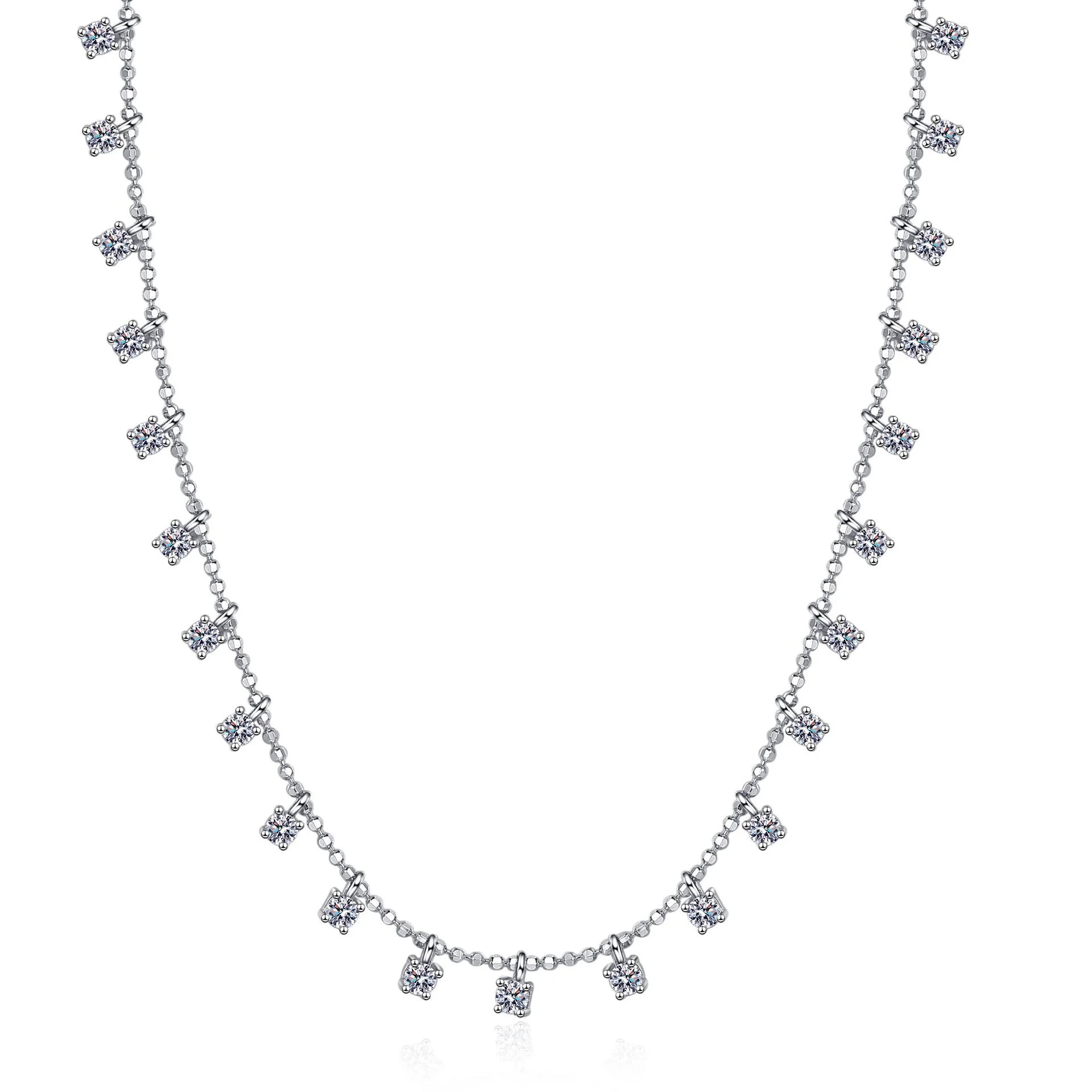 GRA VVS Diamond Chain 925 Sterling Silver Necklace Choker Necklace Women Jewelry Necklace Graduate Moissanite