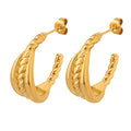 Trendy C-Shaped Brass Jewelry Gold and Silver Plated Wheat Earrings with Geometric Splice for Parties and Engagements