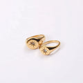 Women Jewelry Stainless Steel Star Shape Lighting Cubic Zirconia CZ Stone Signet Ring