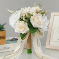 Ychon Wedding Bouquet White Champagne Artificial Rose Bridal Bouquet Bride Bridesmaid Holding Flowers Bouquet of Flowers