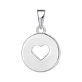 925 Sterling Silver Round Heart Charm Pendant Rhodium Plated Simple Design Love Pendant for Women