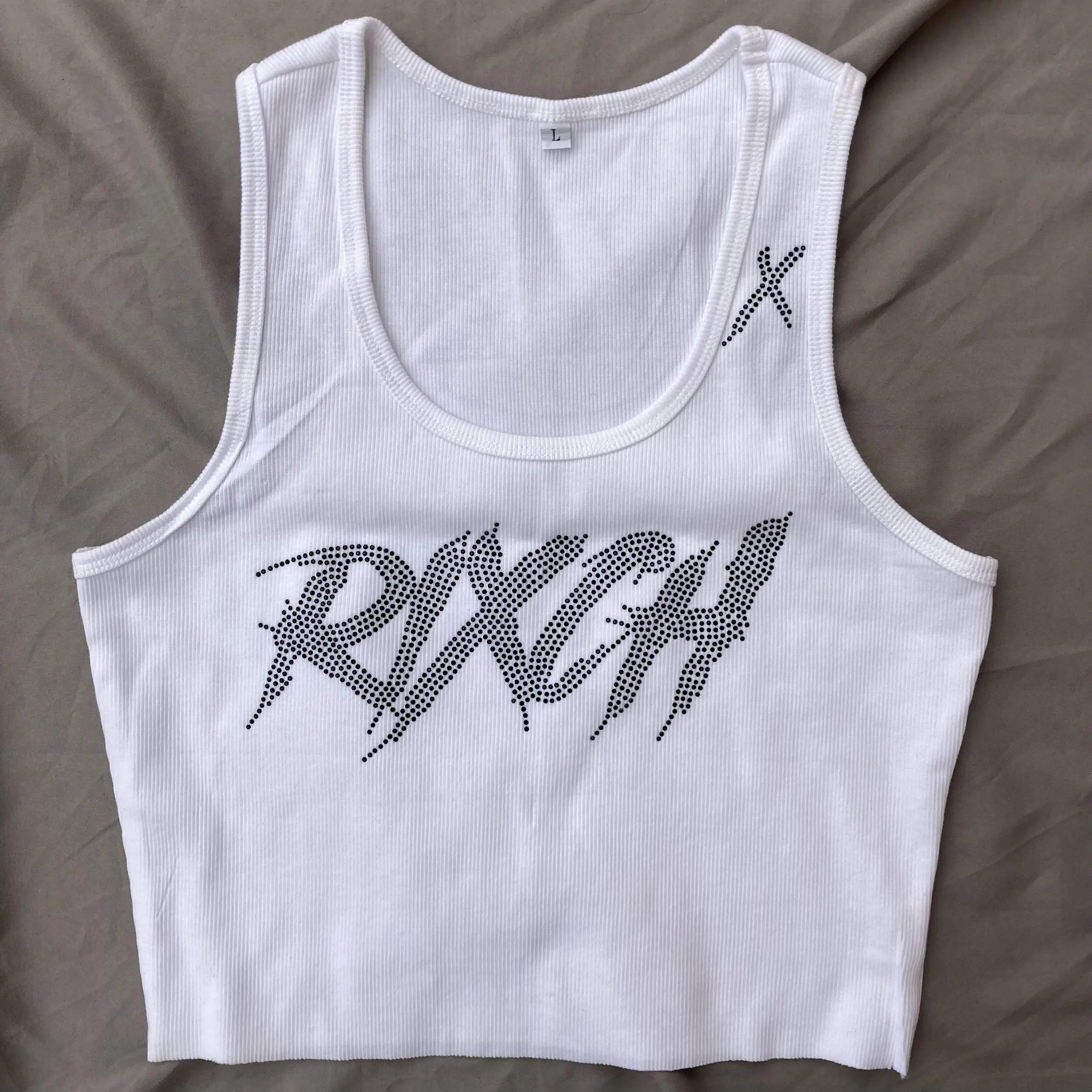 DENIMGUYS Custom Rhinestone Lady Girls Tank Top Women Cropped Tops