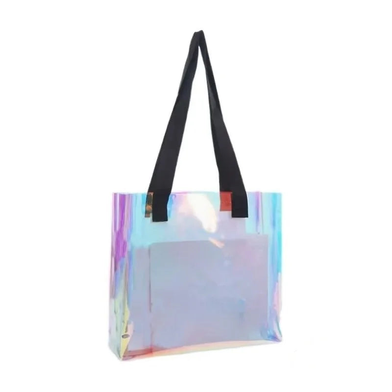 Toolya Women's Eco-Friendly PVC Luxury Larger Cute Designer Blank Tote Bag Student Use Custom Printed Logo Gift Packing Use