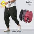 Fengway Custom Cotton and Flax Casual Trousers Plus Size Mens Pants Trendy Vintage Drawstring Loose Pants for Men