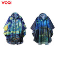 WOQI New Printed Design Adult Hooded Pocket Raincoat Waterproof and Lightweight for Outdoor Camping and Hiking Long Clothing