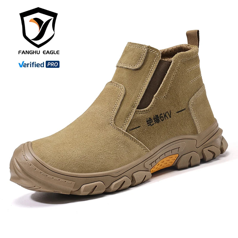 GUYISA Safety Shoes Welder Series Faux Suede  Upper Sneakers  Insulation 10kv Rubber Safety Shoes for Men