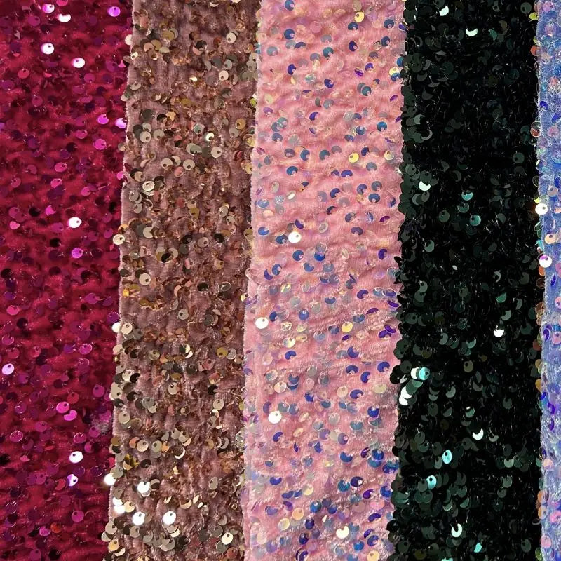 Wholesale Luxury Velvet Embroidery Fabric Sequins Knitted Technique for Shoes Home Textiles Accessories for Boys Girls for
