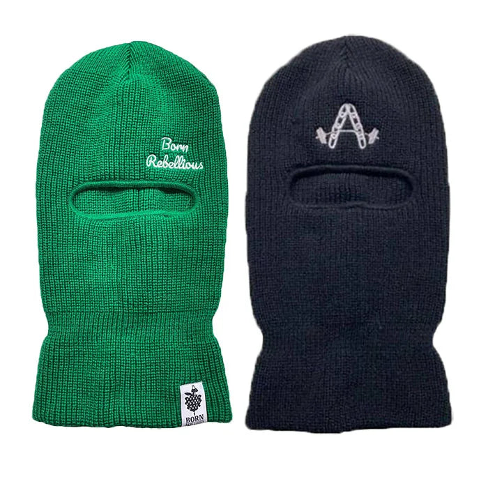 Custom Design Embroidery Logo Warm Balaclava Motorcycle 1 Hole Full Face Knit Ski Mak Beanie Hat Balaclava Hat Ski Mask