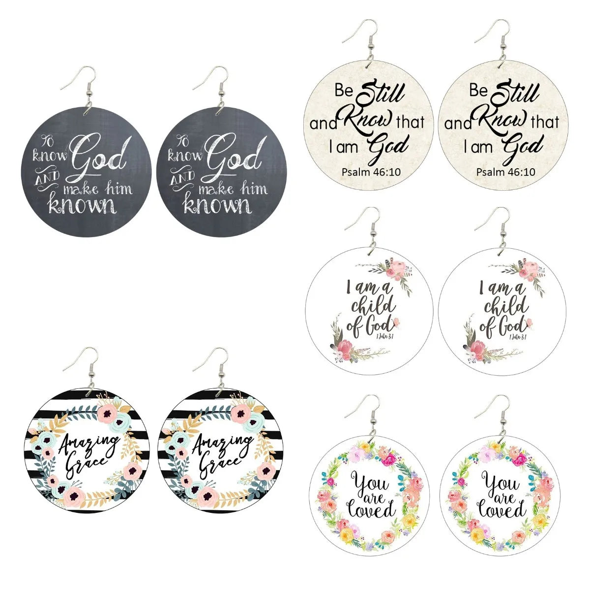 Manufacturer Christian Love Jesus Christ Loves Me Amazing Grace Bible Verse Blessed Design Natural Wood Drop Earrings