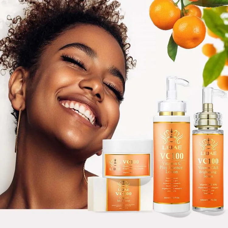 Private Label OEM 4-in-1 Organic Vitamin C Collagen & Hyaluronic Acid Brightening Whitening Skincare Set (New) Luxurious Gift