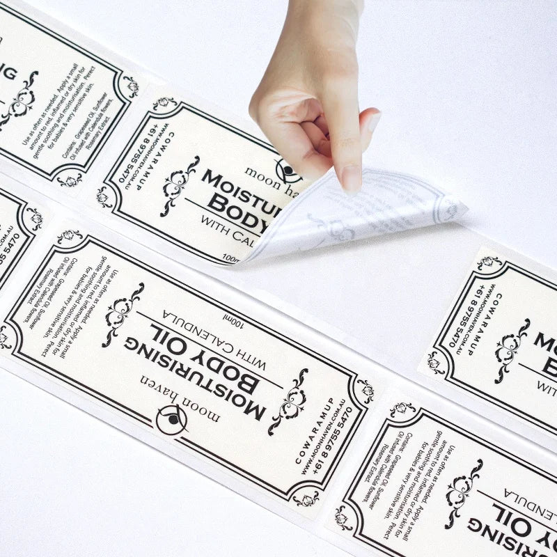 UV OEM Custom Waterproof Vinyl Packaging Label Sticker Roll Printing Bottle Packaging Label Sticker