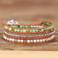YueTong Boho Vintage Natural Stone Beaded Wrap Bracelet Yoga Multi Strands Beads Leather Bracelet High End Jewelry Wholesale