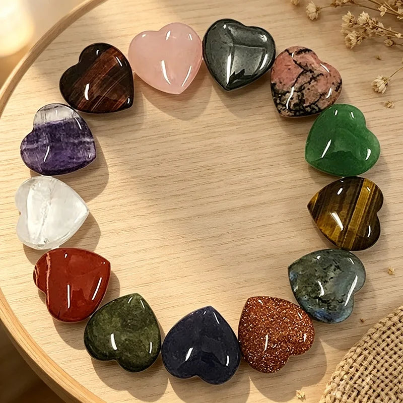 1 Inch Mixed Color Stone Hearts Healing Crystal Love Stones Bulk Wholesale Valentine's Day Mother's Day Gift
