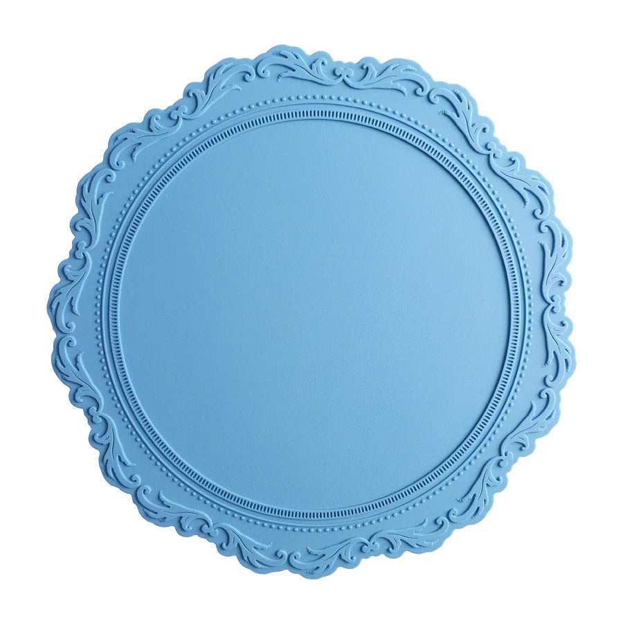 Heat Resist Non-slip Waterproof Different Sizes and Reliefs Patterns Flora Placemat Coaster Silicone Table Mats for Dining Room