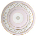 Luxury Pink and White Geometric Gold Line Ceramic Dinnerware Elegant Porcelain Plate Set for Fine Dining and Wedding Reception