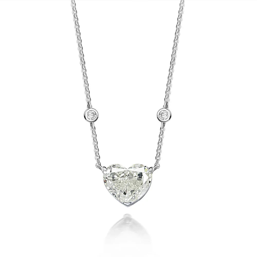Dainty 10*12mm Ice cut aquamarine blue love heart pendant high carbon diamond zirconia 925 silver necklace