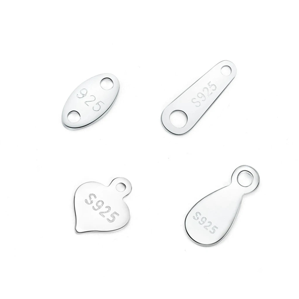 GP Silver Charm Connectors Oval Heart Waterdrop Permanent Jewelry Chains Making Bracelet Necklace Ending Extension Tail Chain
