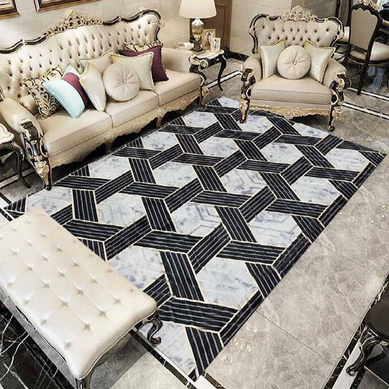 Wholesale New Oriental Puzzle Pattern Jacquard 10mm Thick Machine Made Tassel Luxury Shaggy Polyester Rugs