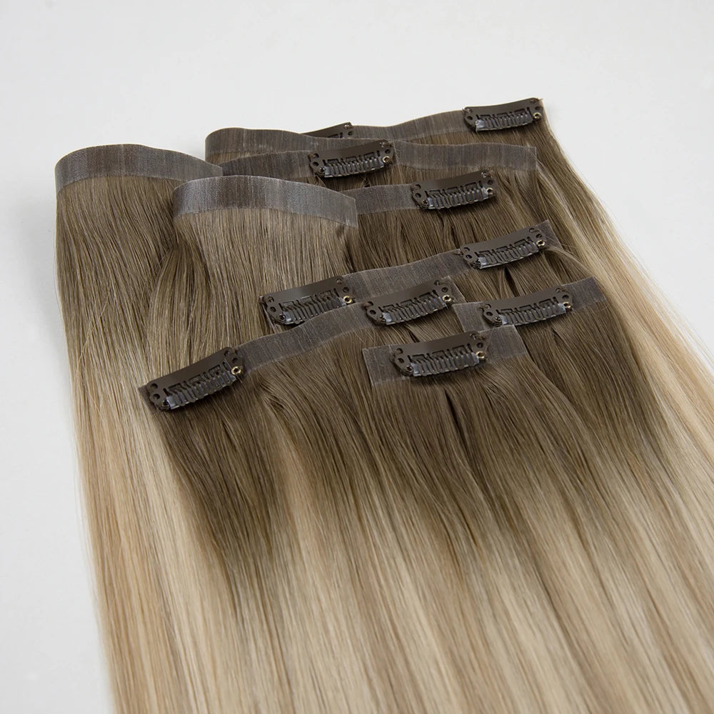 Wholesale Clip in Hair Extensions 100% Human Hair Seamless Straight Double Drawn Clip in Hair Extensions
