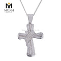 Messi Jewelry Micro Pave Zircon Cross 925 Sterling Silver Necklace for Men