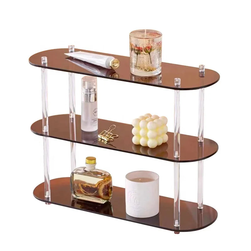 3-Tier Acrylic Bathroom Counter Organizer Vanity Tray Perfume Lotion Display Racks for Cosmetics Coffee Cups Skincare Products